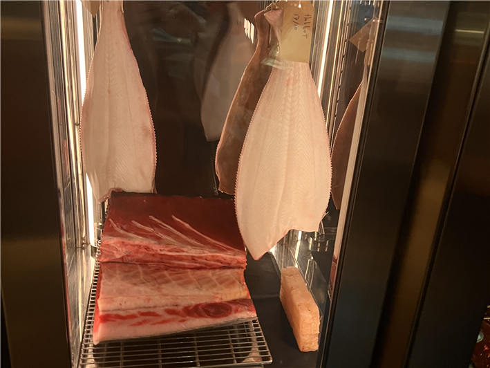 tuna being aged in fridge